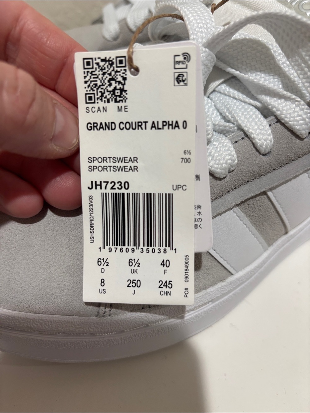 BRAND NEW with tags and box Adidas Light Gray & White Suede Low-Top Sneakers - Picture 2 of 6